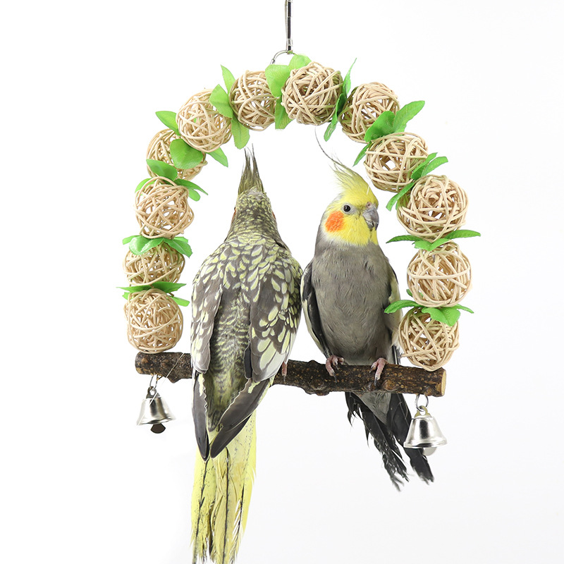 Арка для птиц с колокольчиками, Bentfores, 22 х 21 х 4 см, бежево-зеленый