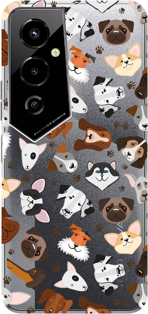 

Чехол на Tecno Pova 4 Pro с 3D принтом "Dogs Pattern" прозрачный, Прозрачный;коричневый, 158094