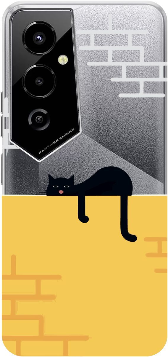 

Чехол на Tecno Pova 4 Pro с 3D принтом "Lazy Cat" прозрачный, Прозрачный;желтый, 158094