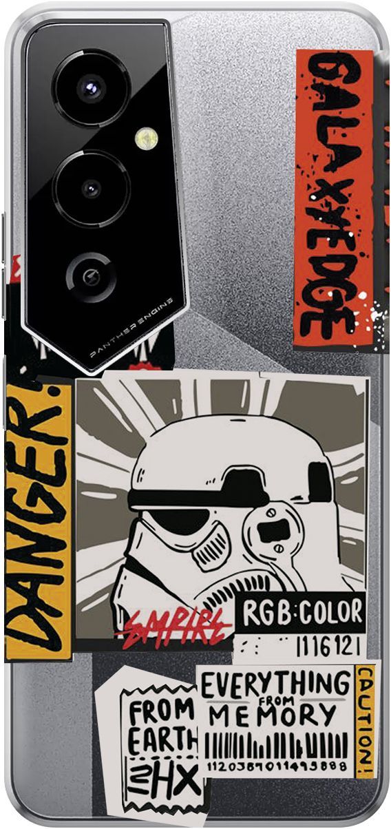 

Чехол на Tecno Pova 4 Pro "Stormtrooper Stickers" прозрачный, Прозрачный;белый, 158094
