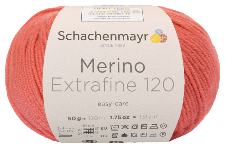 фото Пряжа schachenmayr 9807552 merino extrafine 120 (00134, koralle)