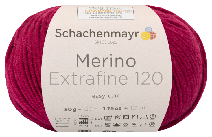 фото Пряжа schachenmayr 9807552 merino extrafine 120 (00132, weinrot)