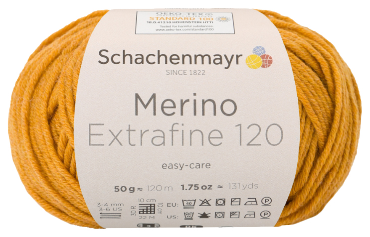 

Пряжа Schachenmayr 9807552 Merino Extrafine 120 (00126, gold meliert), Золотистый, Merino Extrafine 120