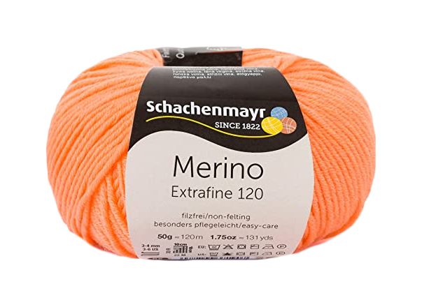 

Пряжа Schachenmayr 9807552 Merino Extrafine 120 (00123, apricot), Оранжевый, Merino Extrafine 120