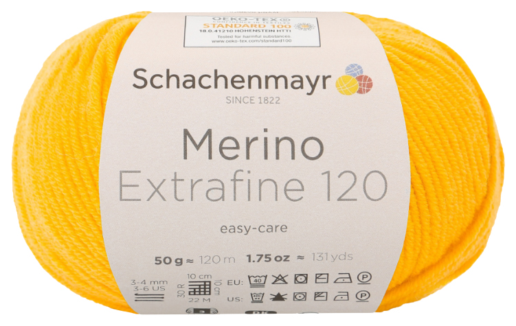 

Пряжа Schachenmayr 9807552 Merino Extrafine 120 (00121, maracuja), Желтый, Merino Extrafine 120