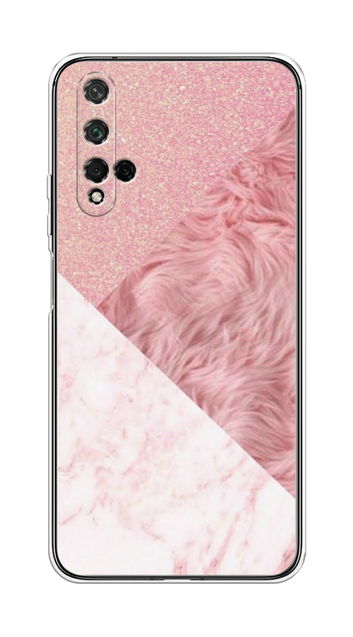

Чехол на Honor 20/Huawei Nova 5T "Текстурные треугольники", Розовый;белый, 610550-1