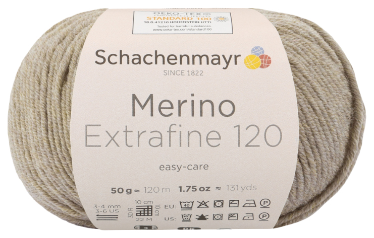 

Пряжа Schachenmayr 9807552 Merino Extrafine 120 (00106, beige meliert), Бежевый, Merino Extrafine 120
