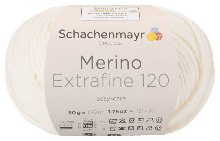 

Пряжа Schachenmayr 9807552 Merino Extrafine 120 (00102, natur), Белый, Merino Extrafine 120