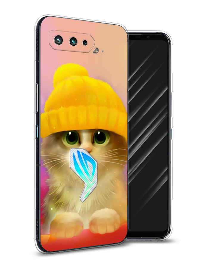 

Чехол Awog на Asus ROG Phone 5 "Котенок в желтой шапке", Желтый, 44250-2