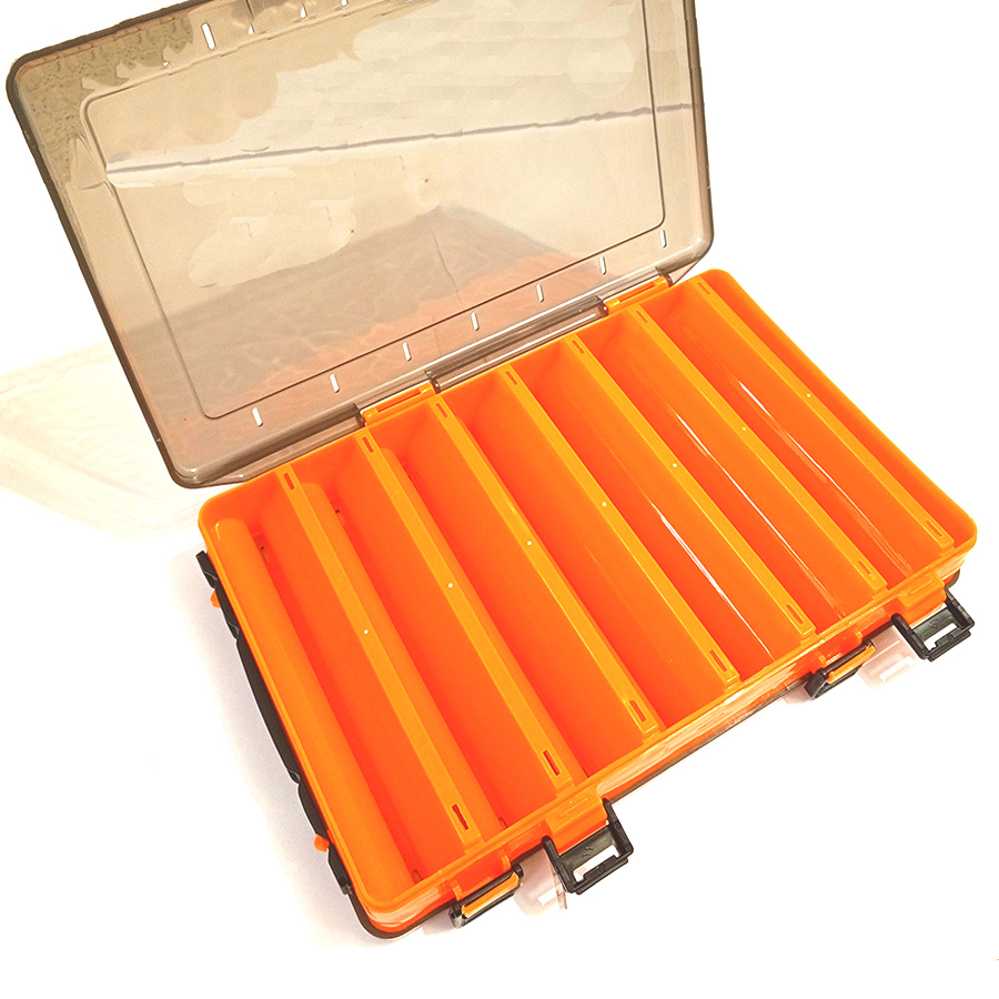 Коробка рыболовная Kushiro, 27x18x4,5см, двусторонняя, оранжевая (14 отделений)