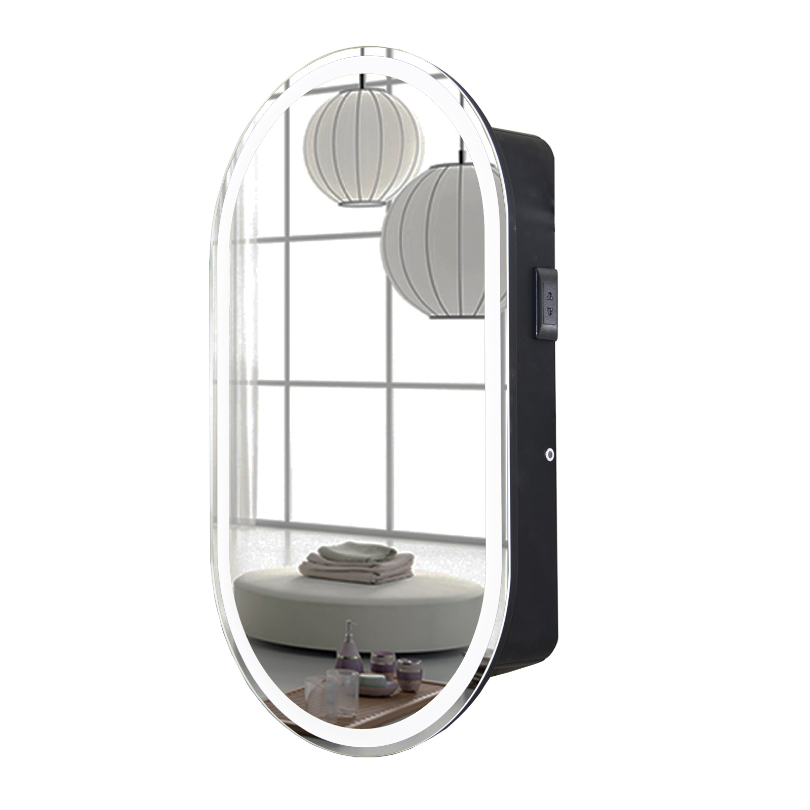 Зеркало-шкаф La Tezza с подсв., вкл. датчик движения, розетка, 45х80х15(ШВГ), черный зеркало misty стайл v2 1200x800 с датчиком движения злп823