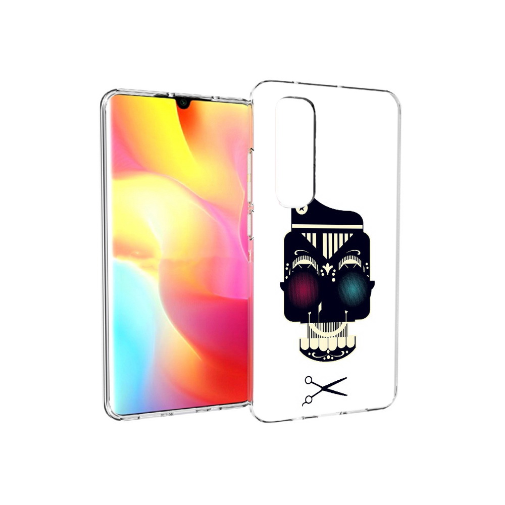

Чехол MyPads Tocco для Xiaomi Mi Note 10 Lite черно белый скелет с яркими глазами, Прозрачный, Tocco