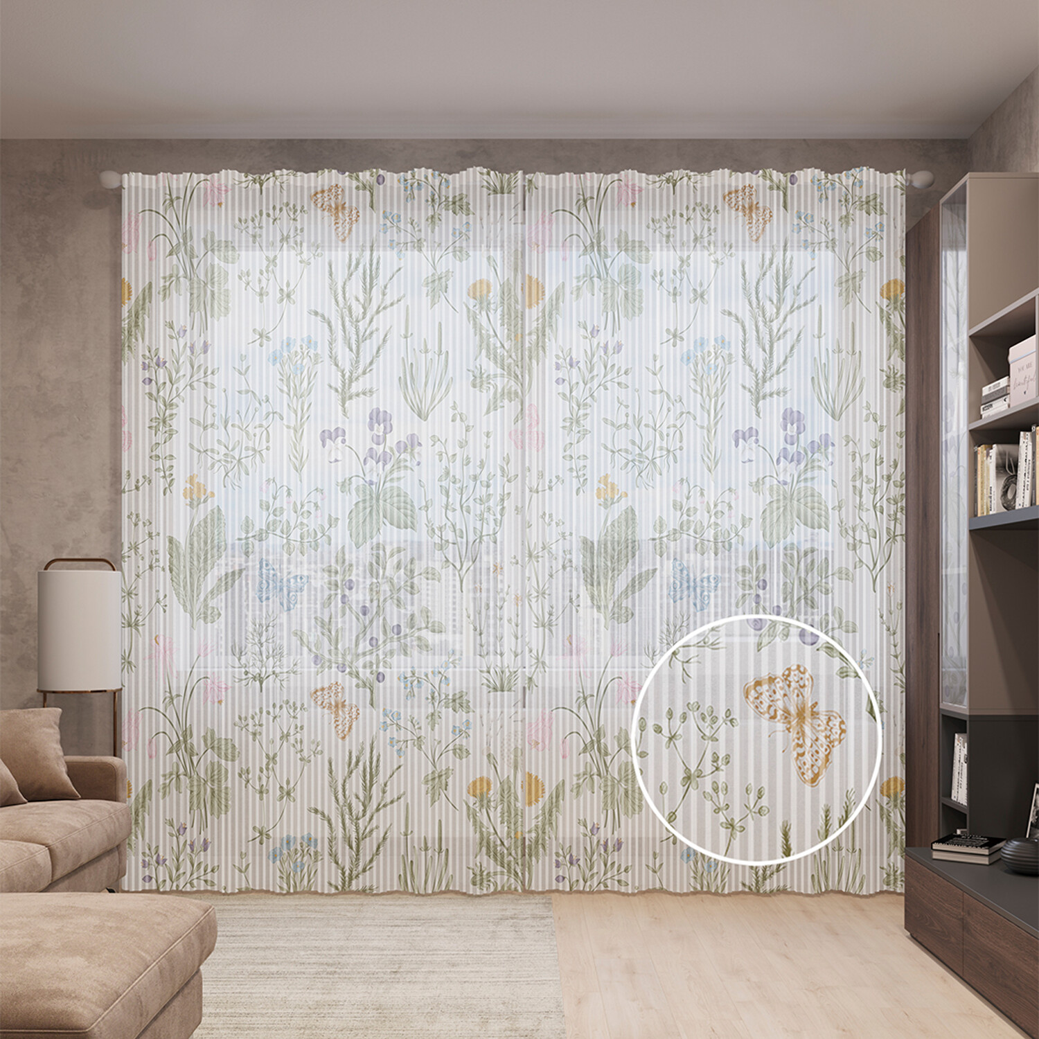 

Тюль вуаль на шторной ленте с принтом JoyArty "Полевой гербарий", 310х265 см, Полевой гербарий