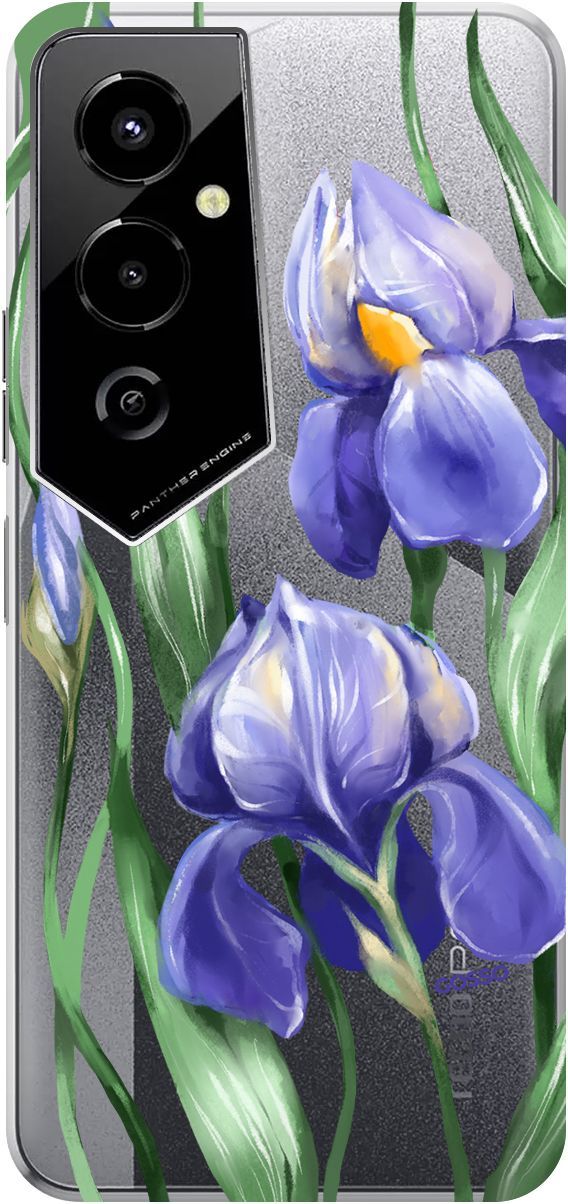 

Чехол на Tecno Pova 4 Pro с 3D принтом "Amazing Irises" прозрачный, Прозрачный;белый, 158093