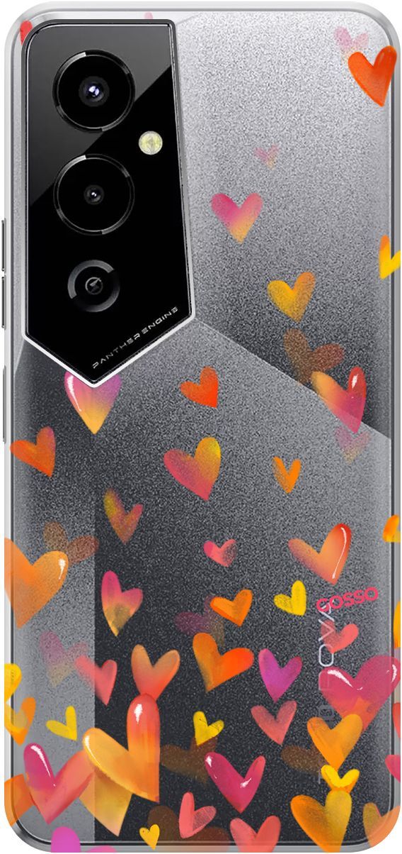 

Чехол на Tecno Pova 4 Pro с 3D принтом "Flying Hearts" прозрачный, Прозрачный;желтый, 158093