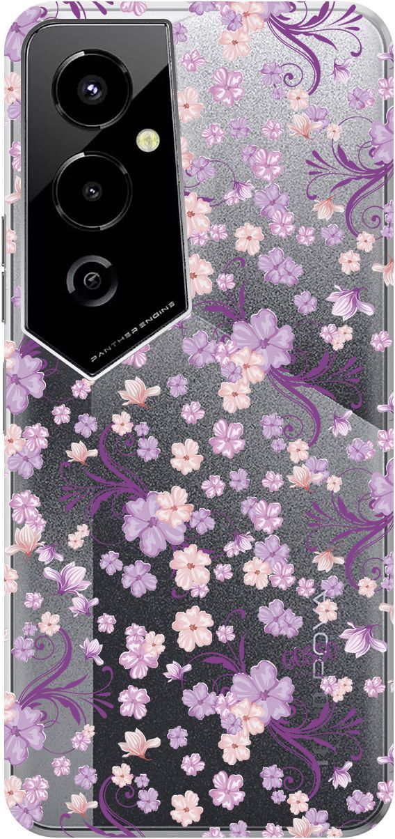 

Чехол на Tecno Pova 4 Pro с 3D принтом "Lilac Flowers" прозрачный, Прозрачный;фиолетовый, 158093