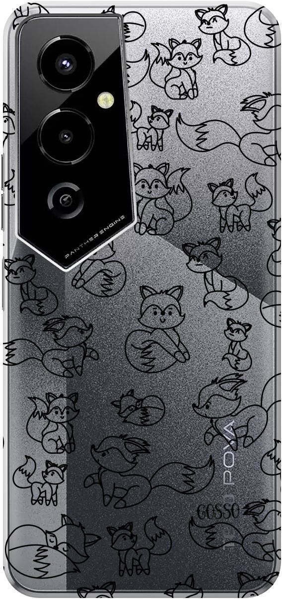 

Чехол на Tecno Pova 4 Pro с 3D принтом "Funny Foxes" прозрачный, Прозрачный;черный, 158093