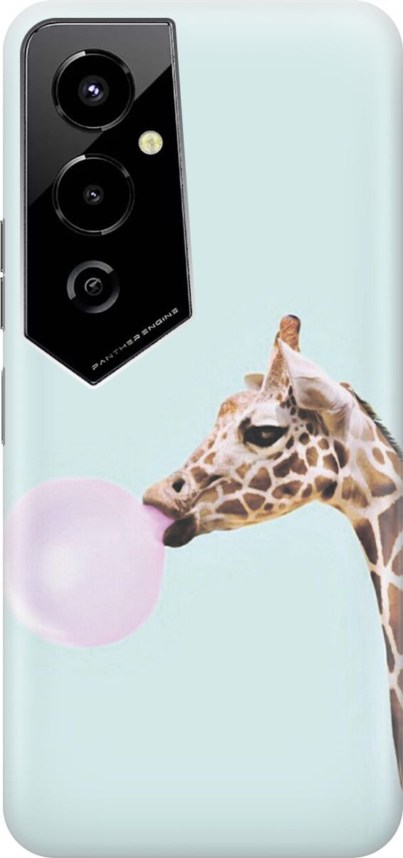 

Чехол на Tecno Pova 4 Pro с эффектом блеска "Жирав и жвачка", Голубой;коричневый, 158085