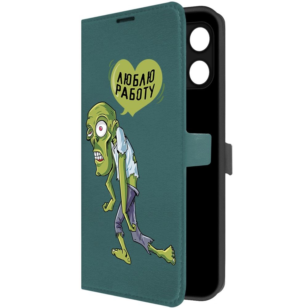 

Чехол-книжка Krutoff Eco Book для Honor X6a Люблю Работу (зелёный опал), Зеленый