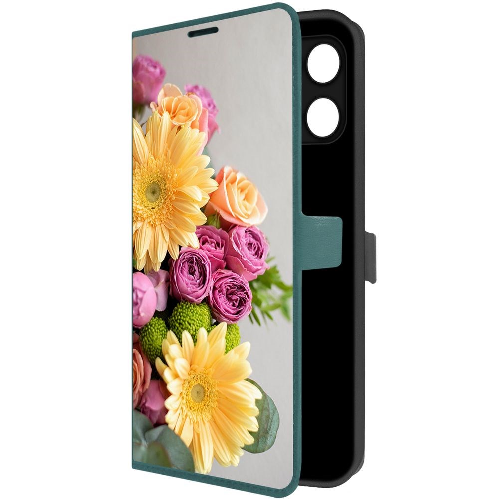 

Чехол-книжка Krutoff Eco Book для Honor X6a Букет (зелёный опал), Зеленый