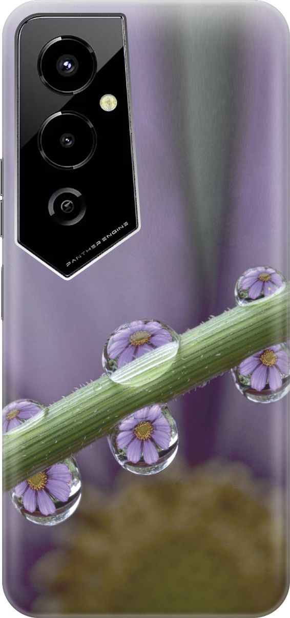 

Чехол на Tecno Pova 4 Pro "Сиреневые цветы в каплях", Зеленый;фиолетовый, 158087