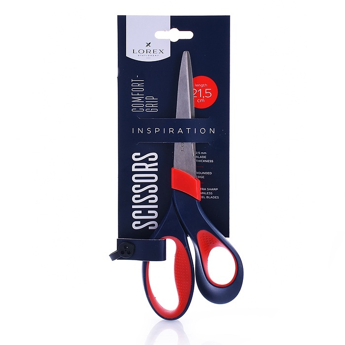 Ножницы LOREX Comfort-grip inspiration 215 мм, черно-красный, эргономичные ручки