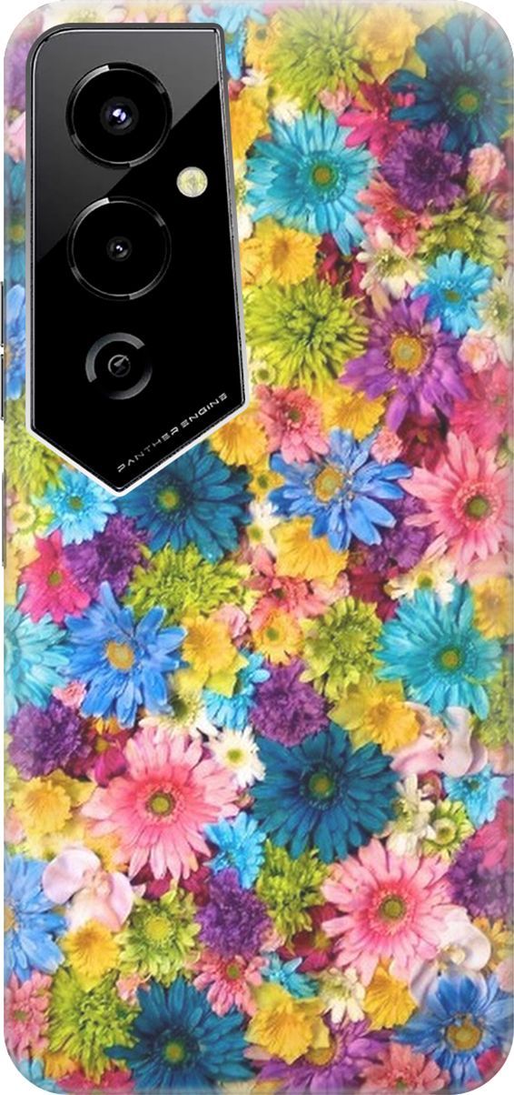 

Чехол на Tecno Pova 4 Pro "Поле разноцветных цветов", Голубой;желтый, 158084