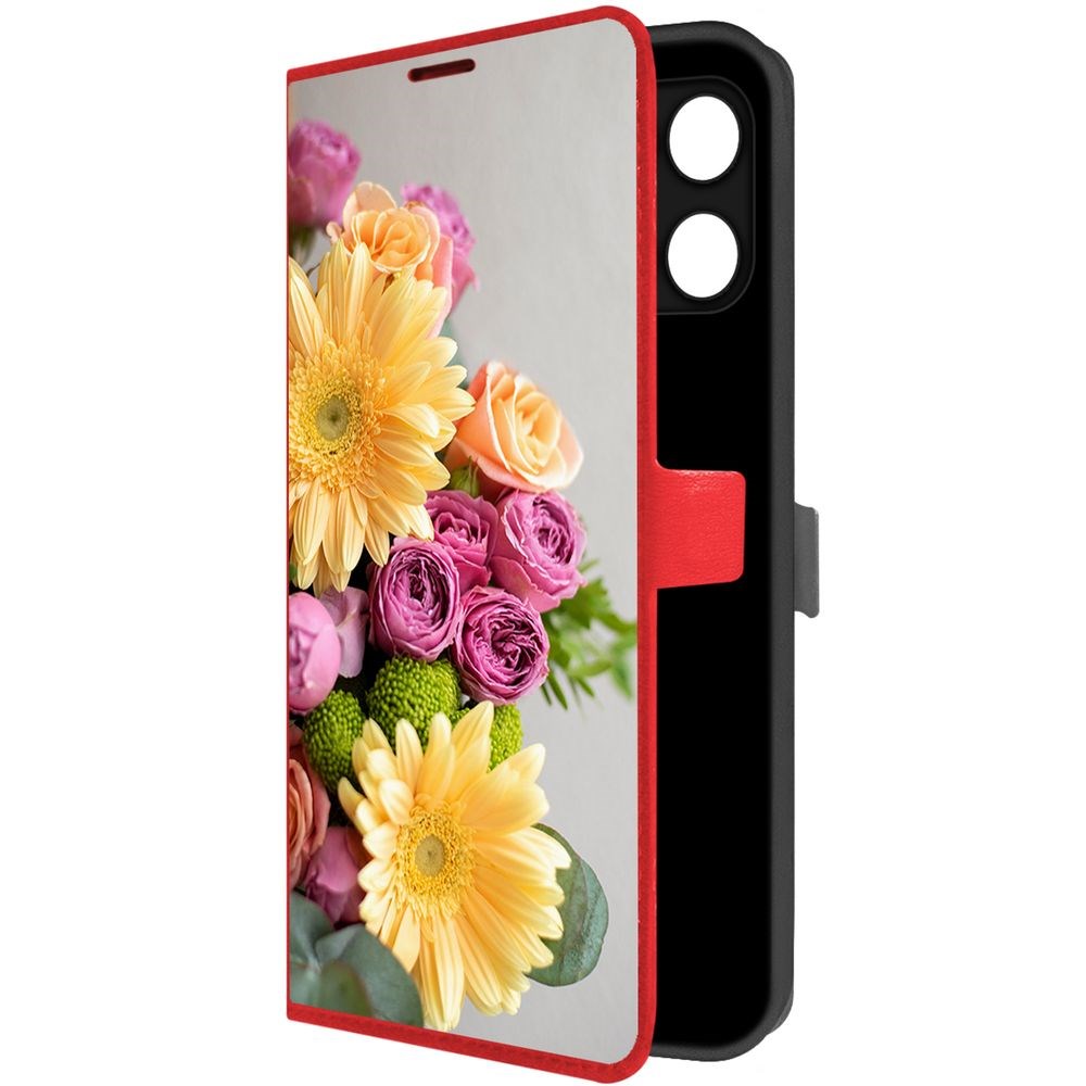 

Чехол-книжка Krutoff Eco Book для Honor X6a Букет (красный)