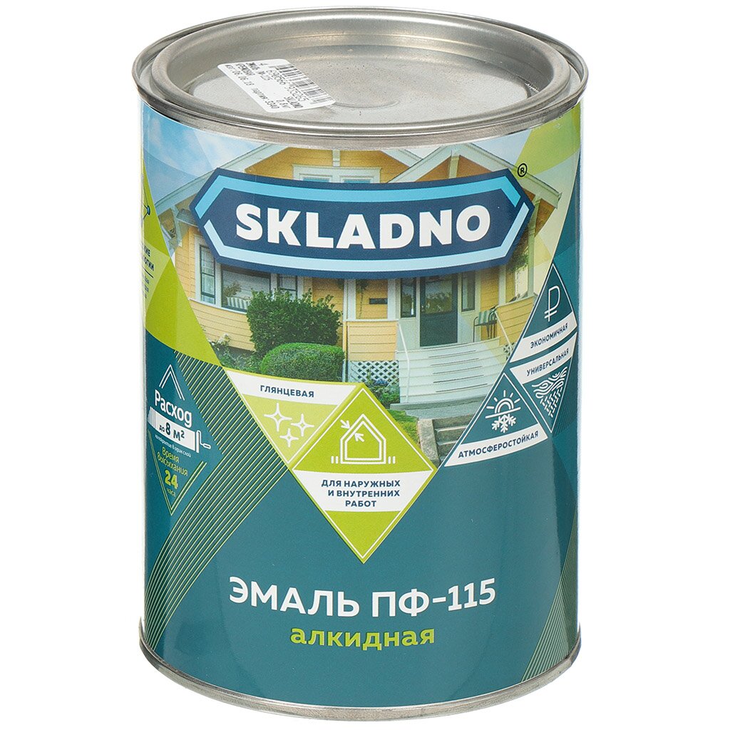 

Эмаль Skladno, ПФ-115, алкидная, парижская зелень, 0.8 кг