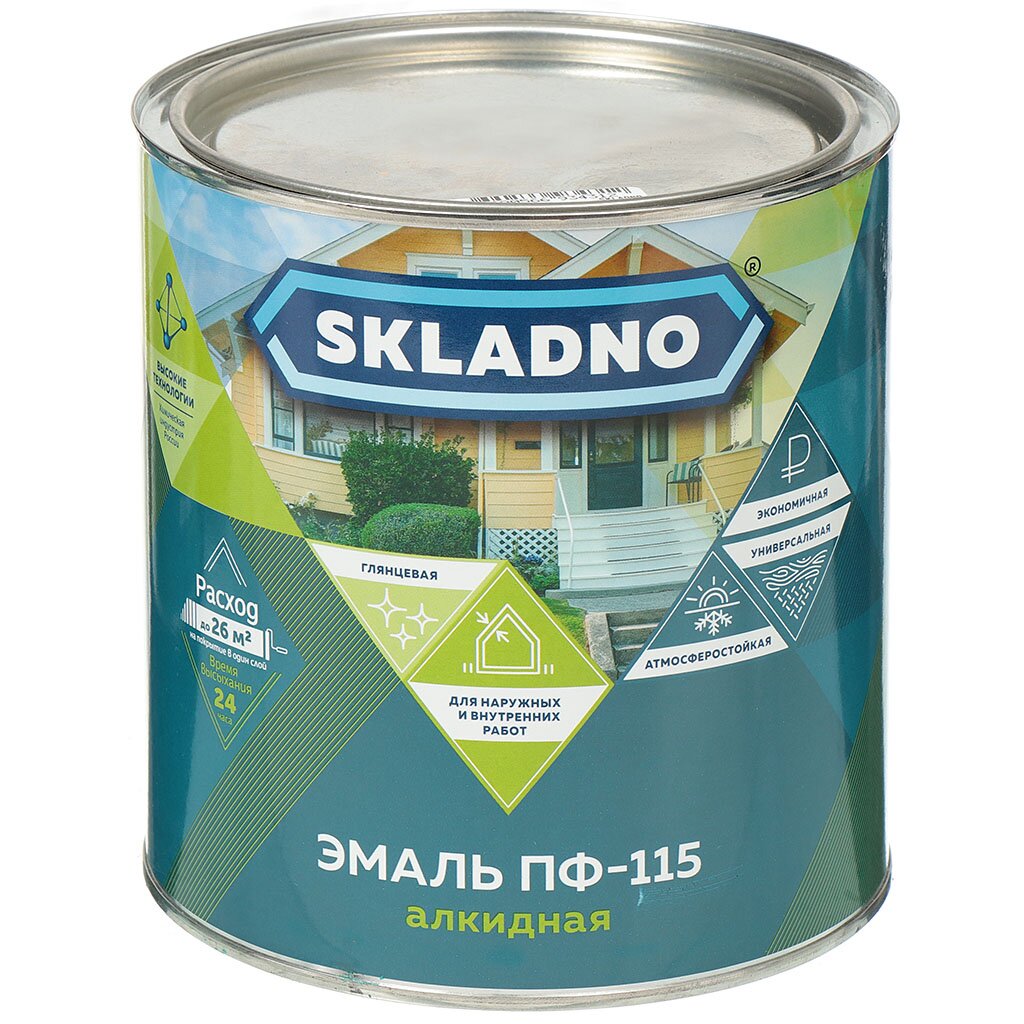 

Эмаль Skladno, ПФ-115, алкидная, кремовая, 2.6 кг