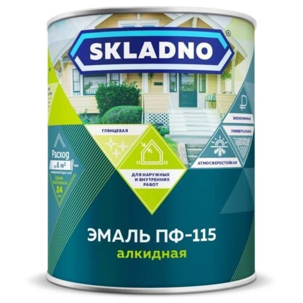 

Эмаль Skladno, ПФ-115 Пром, алкидная, серая, 5.5 кг