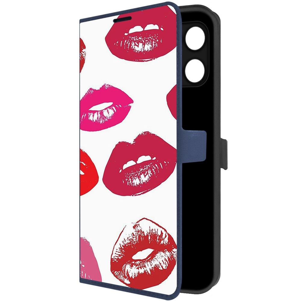 

Чехол-книжка Krutoff Eco Book для Honor X6a Губы паттерн 2 (синий)