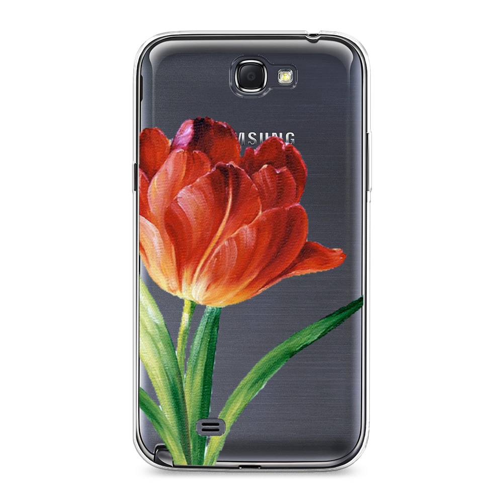 фото Чехол awog "красный тюльпан" для samsung galaxy note 2