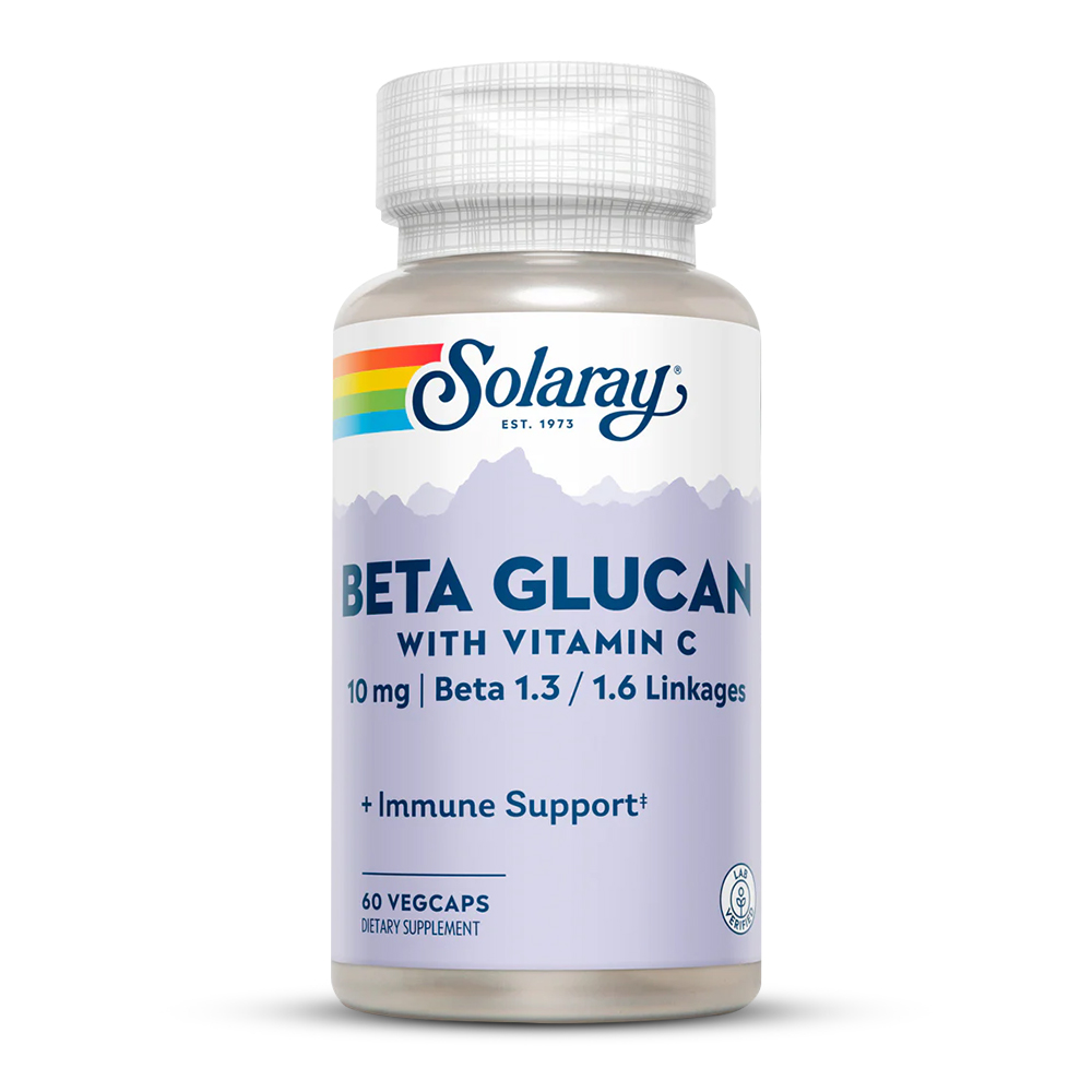 Купить Beta Glucan with Vitamin C, 60ct 10mg, Биологически активная добавка Solaray Beta Glucan с витамином C, 60 капсул
