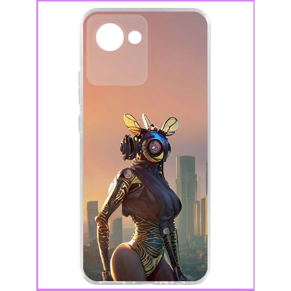 

Чехол-накладка Krutoff Clear Case Женщина-киберпчела для Realme C30
