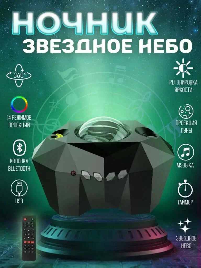 

Светодиодный ночник-проектор Звездного неба Северное сияние с Bluetooth