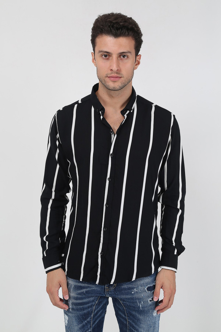 Рубашка мужская Terapi Giyim 25675 черная 2XL (товары доставляются из-за рубежа)