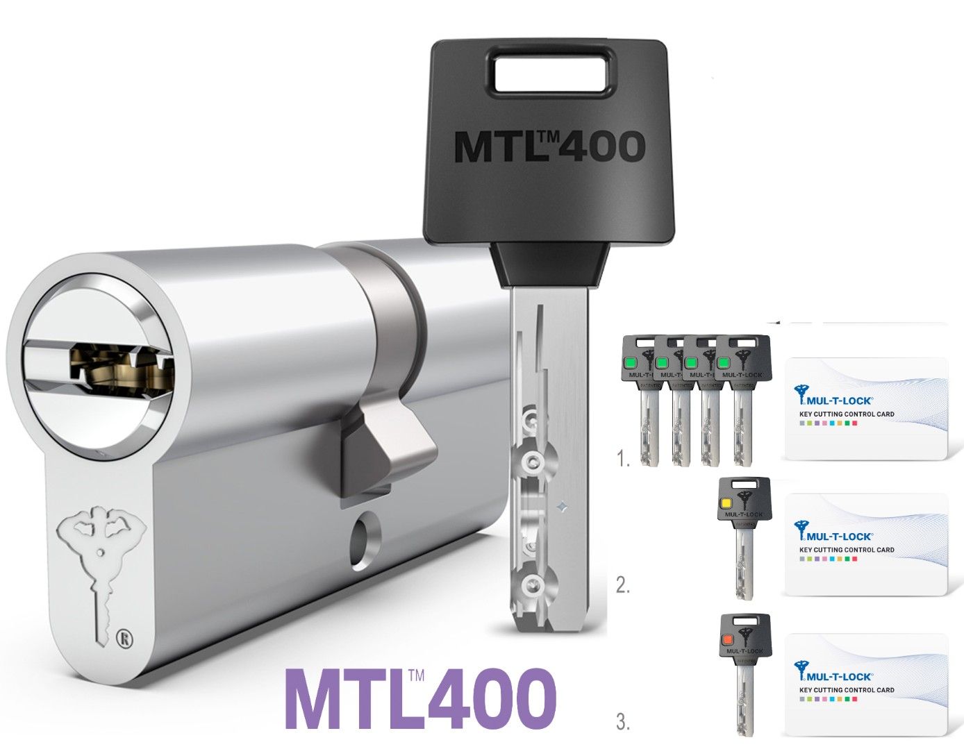 Цилиндровый механизм Mul-T-Lock MTL400 111 (31x80) ключ-вертушка никель шестеренка