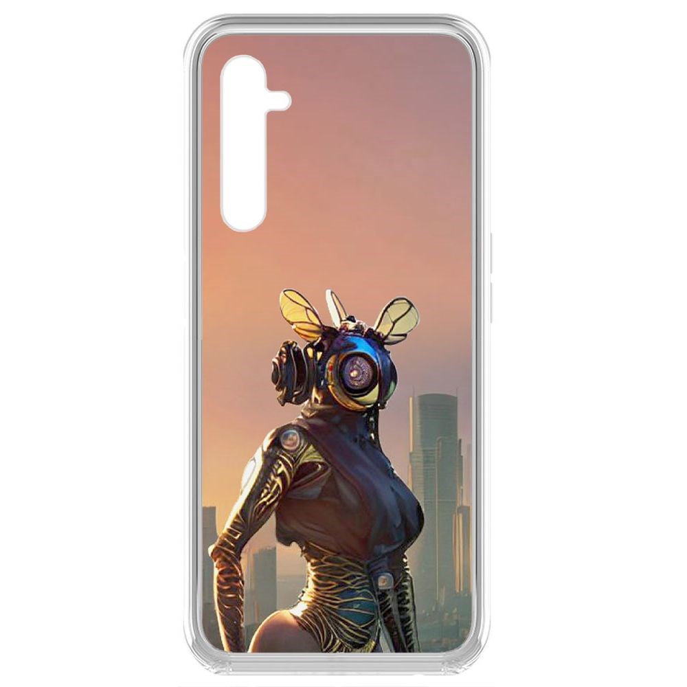 

Чехол-накладка Krutoff Clear Case Женщина-киберпчела для Realme 6 Pro