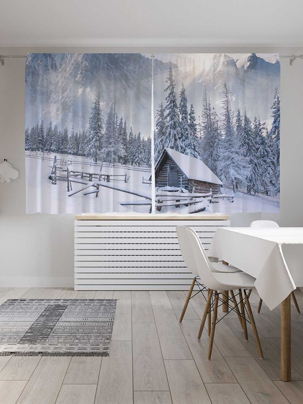 

Шторы JoyArty c фотопечатью "Дом засыпало снегом" из сатена, 290х180 см, Дом засыпало снегом