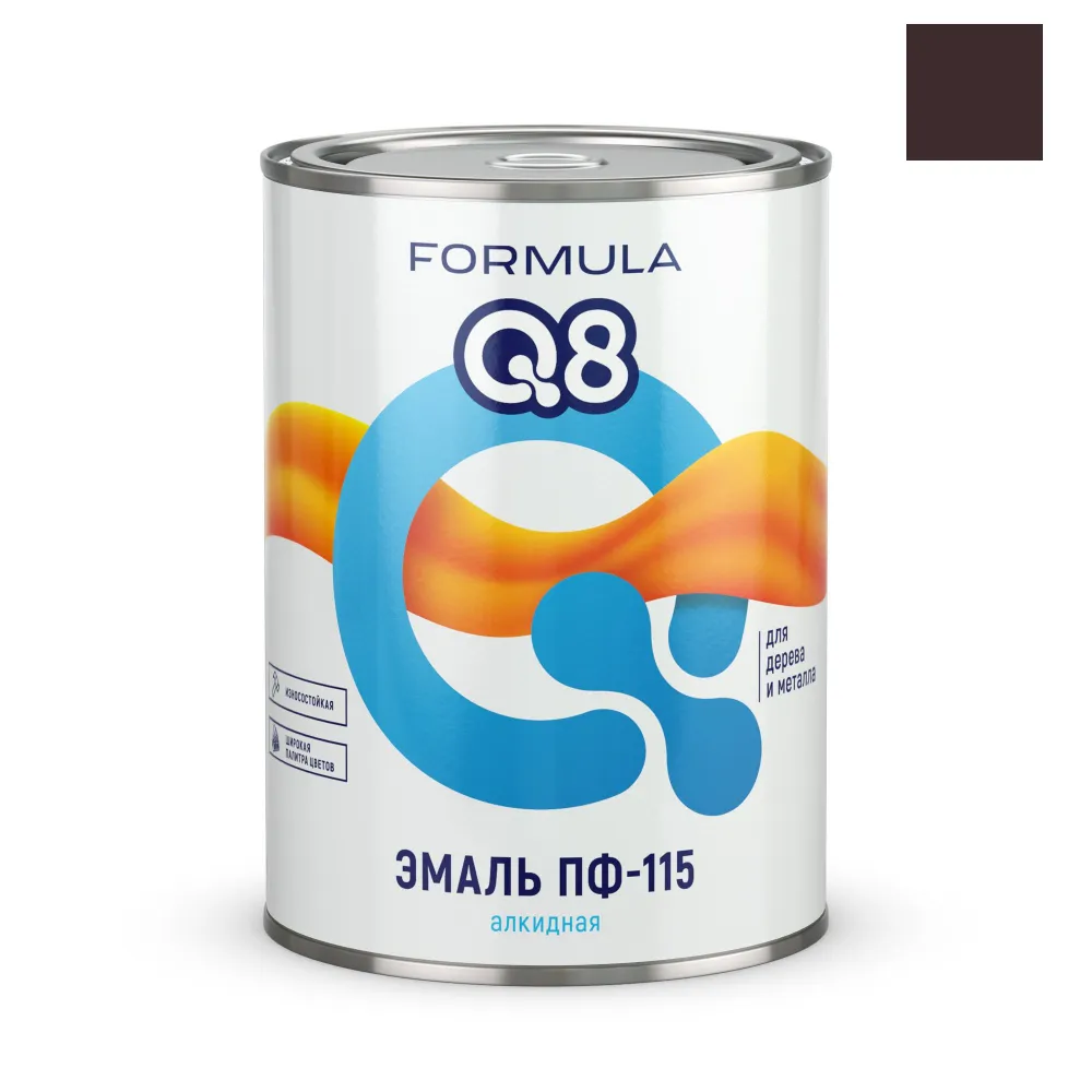 фото Эмаль пф-115 алкидная formula q8, глянцевая, 0,9 кг, шоколадная