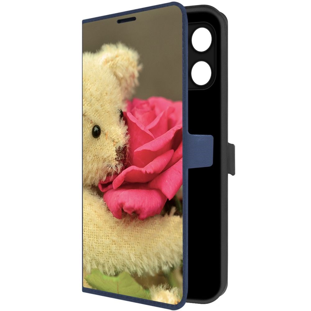 

Чехол-книжка Krutoff Eco Book для Honor X6a Медвежонок с розой (синий)
