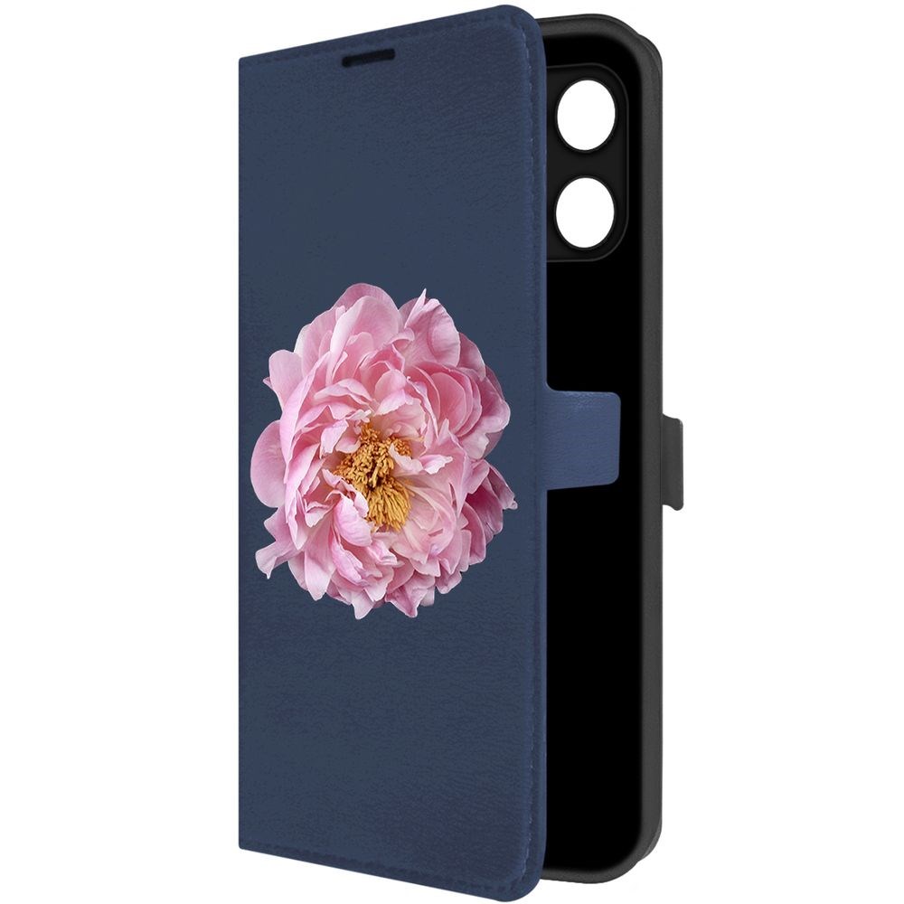 

Чехол-книжка Krutoff Eco Book для Honor X6a Розовый пион (синий)