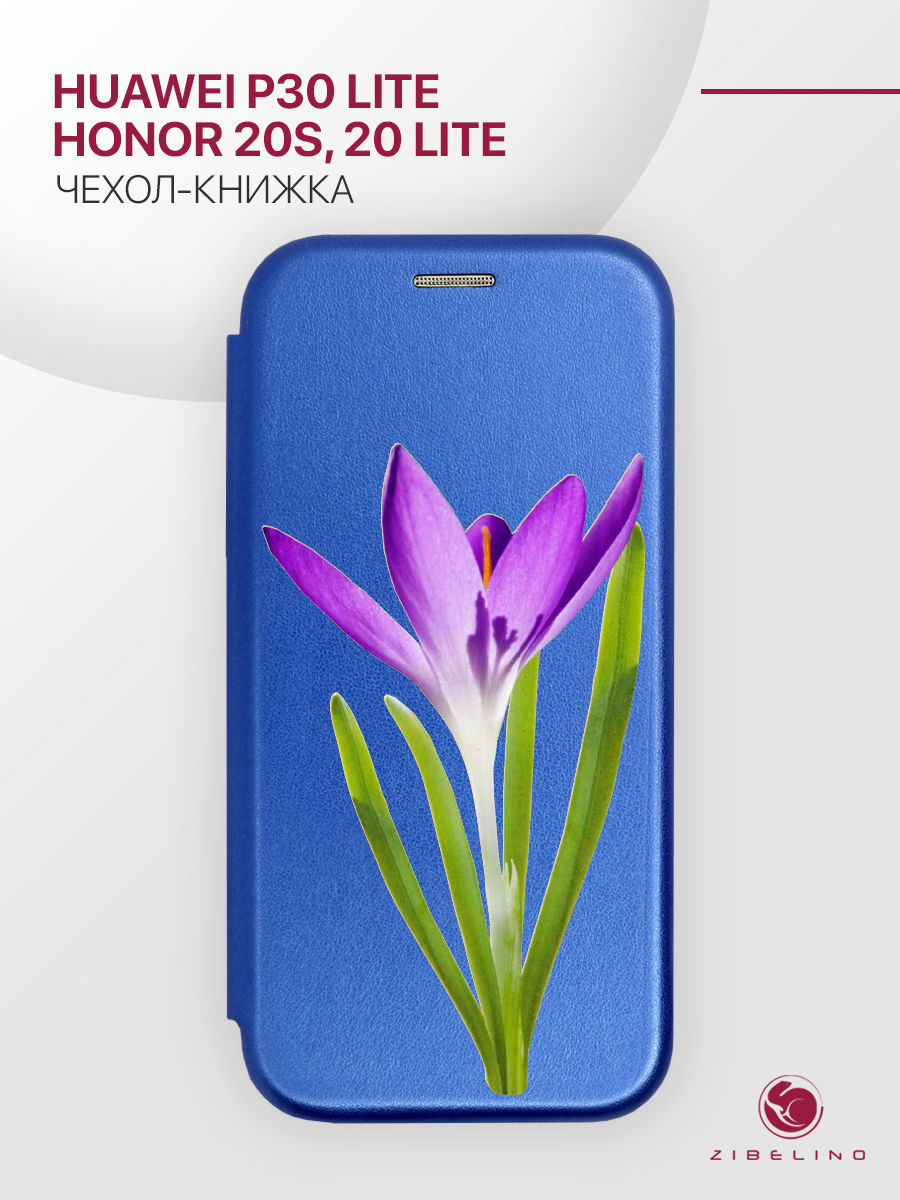 

чехол для huawei p30 lite, honor 20s, honor 20 lite синий с принтом весенний крокус, ZB-HUW-P30-LIT