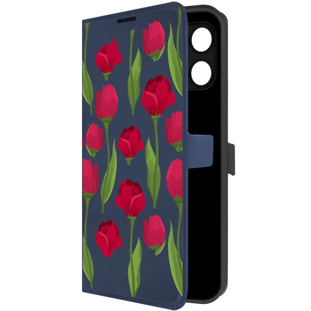 

Чехол-книжка Krutoff Eco Book для Honor X6a Розы паттерн (синий)