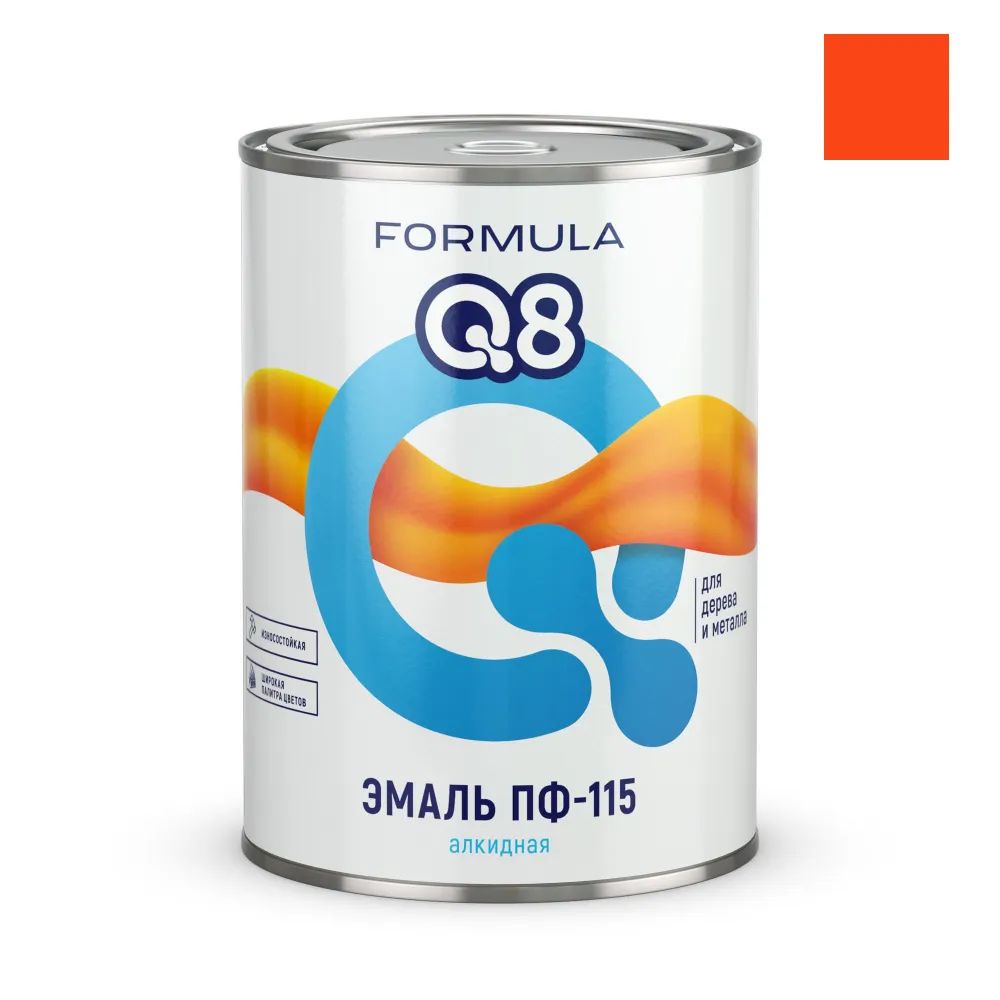 Эмаль ПФ-115 алкидная Formula Q8, глянцевая, 0,9 кг, оранжевая