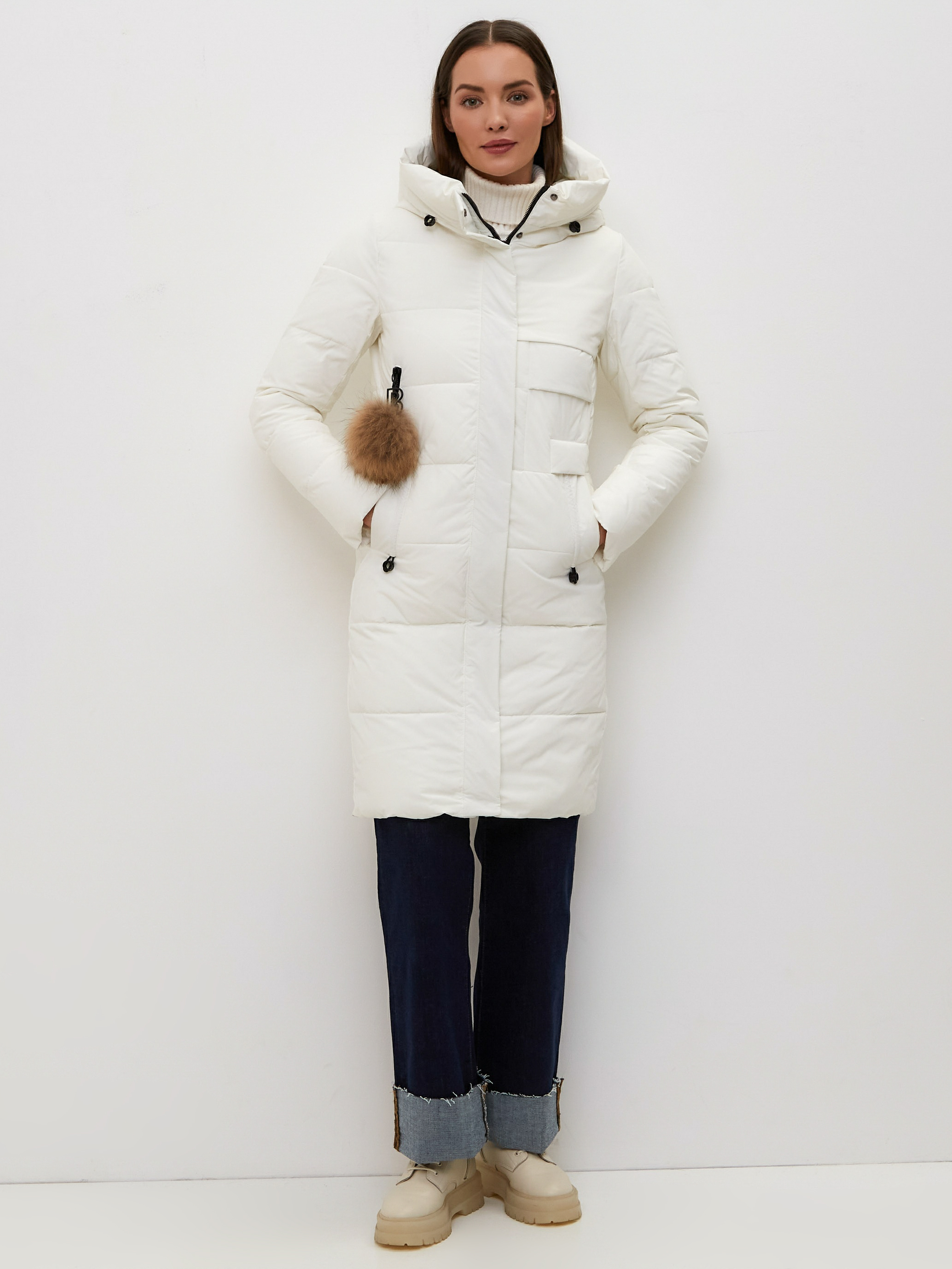 

Пальто женское Fine Baby Cat R029PES белое XXL, R029PES