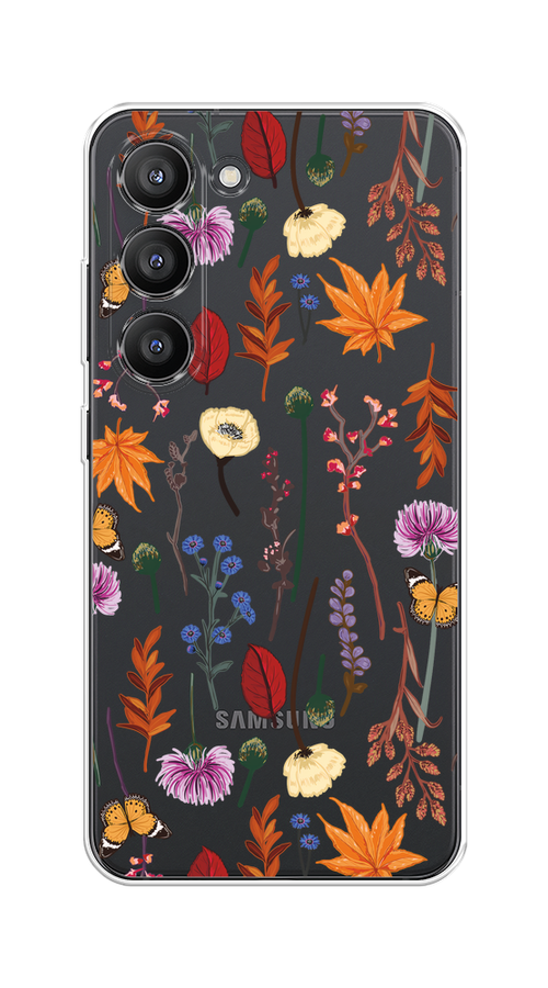 

Чехол на Samsung Galaxy S23 5G "Orange Purple flowers", Оранжевый;красный;розовый;желтый;прозрачный, 2107350-1