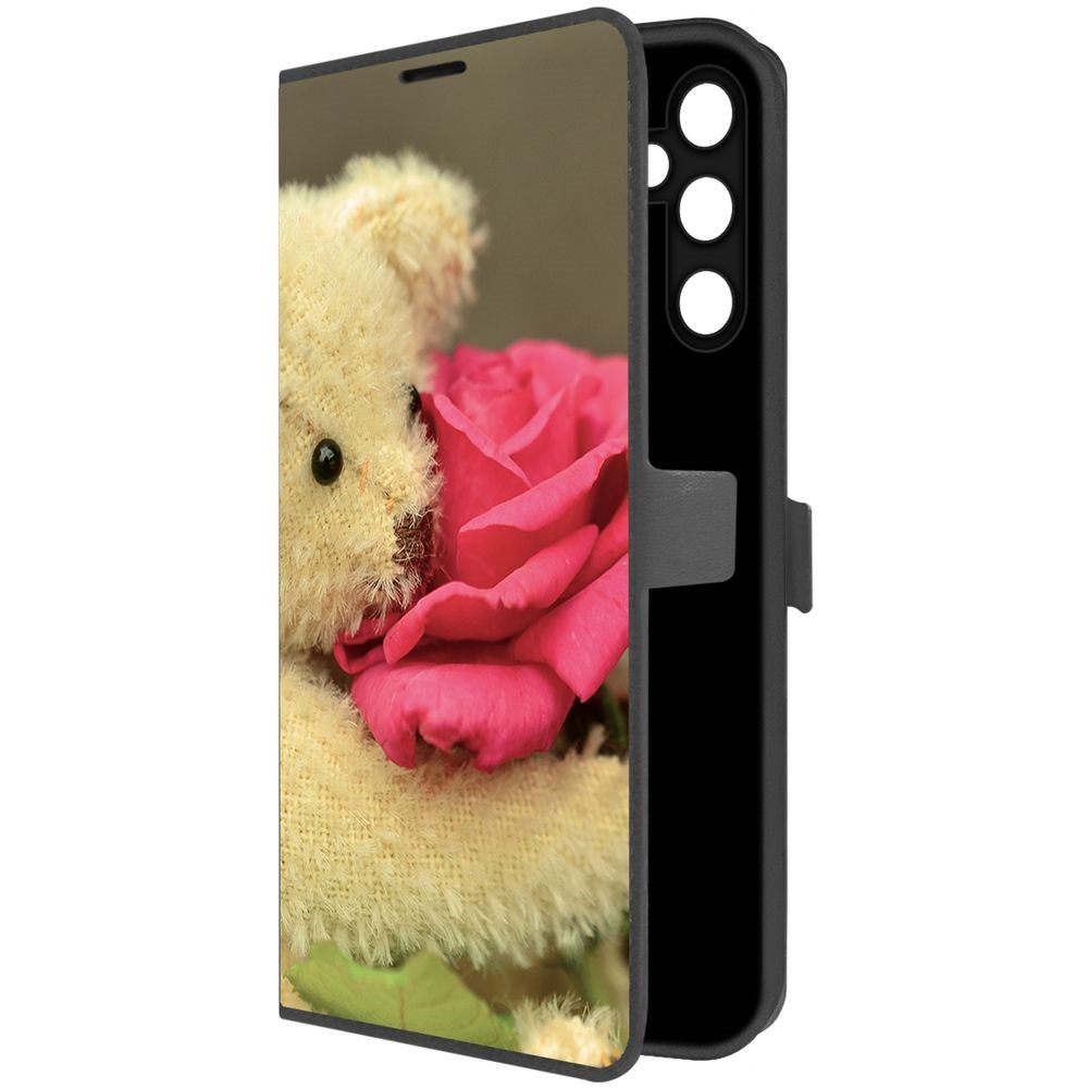 

Чехол-книжка Krutoff Eco Book для Samsung Galaxy A05s Медвежонок с розой (черный)