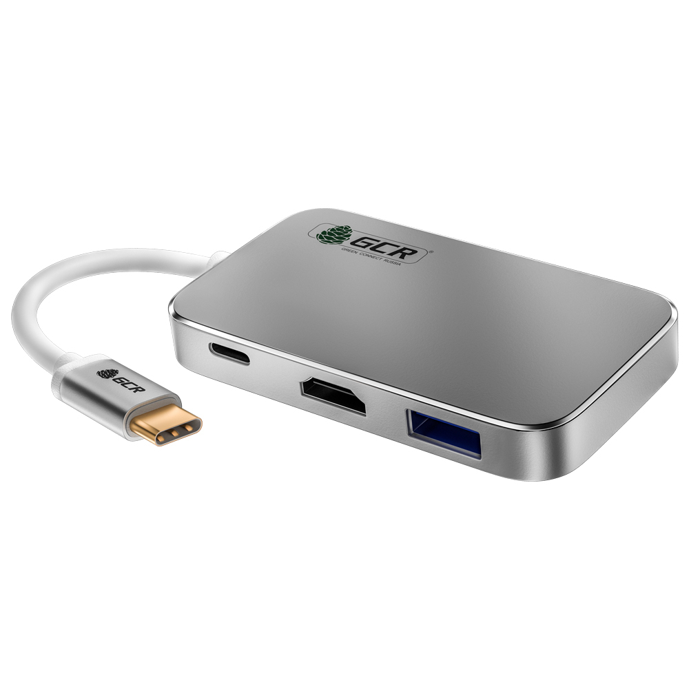 

Кабель Greenconnect USB Type-C-HDMI/USB A/USB Type-C вилка-вилка (CHC3USB) серебристый